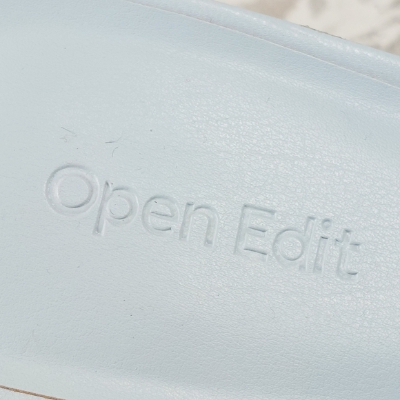 NEW Open Edit Saydee Blue Block Heel Slip On Square Toe Sandals F330 - Picture 10 of 14